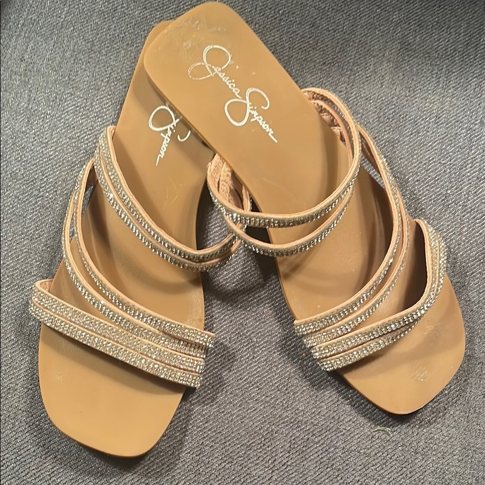 Jessica Simpson Silver and Gold Rhinestone Sandals - Picture 3 of 3